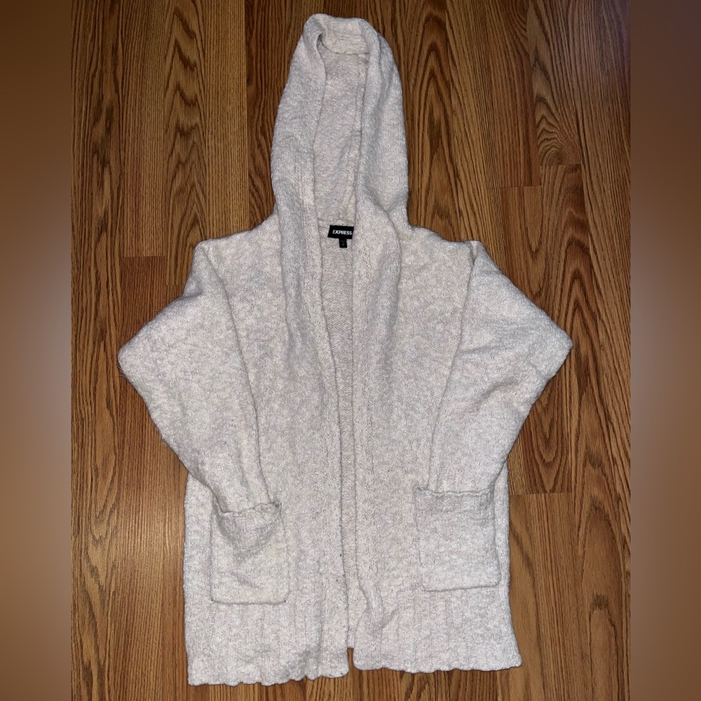 Beige Express Cozy Cardigan with Pockets